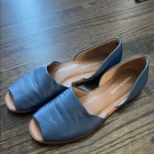 Franco Sarto Blue Open-Toe Flats size 8.5